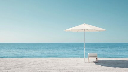 deck chair and parasol on a sandy beach