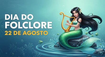 Ilustra&ccedil;&atilde;o vetorial de Iara - Folclore Brasileiro