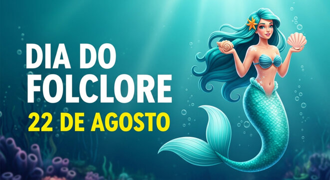 Poster vetorial de Iara - Folclore Brasileiro