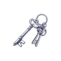Silhouette of a lock with two keys.eps