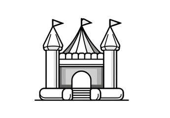 Simple black and white inflatable castle illustration