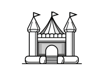 Simple black and white inflatable castle illustration