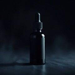 Dark Bottle with Essential Oil, and Mockup.