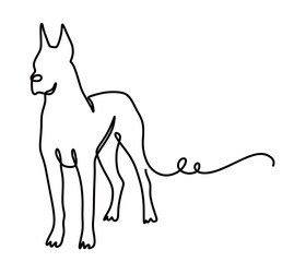 continuous line art of a dog isolated with transparent background