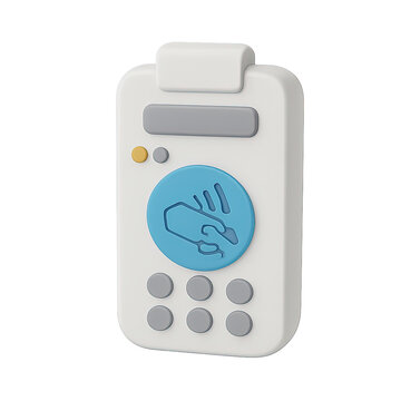Isolate transparent business contactless payment reader icon 3D for secure transactions  Isolate transparent business contactless payment reader icon in modern POS design PNG die-cut for advertising