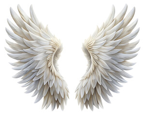 realistic angel wings white wing isolated on white background PNG , AI GENERATED