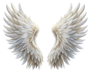 realistic angel wings white wing isolated on white background PNG , AI GENERATED