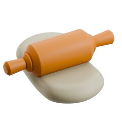 Rolling pin shaping dough for baking, perfect for culinary or foodrelated designs. Suitable for food blogs, recipe books, and cooking websites.