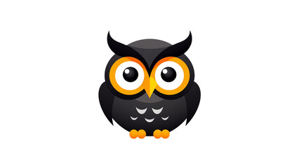 Naklejka premium Vibrant cartoon owl with striking orange eyes and a sophisticated design, perfect for logos, branding, and educational resources