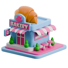 Bakery with a massive croissant on the roof is perfect for foodrelated designs and childrens illustrations.