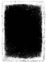A textured, black-and-white rectangular frame.  A border of light gray, distressed or aged grunge surrounds a solid black interior