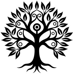 Obraz premium black and white tree silhouette