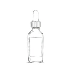 Dropper Bottle Sketch with Skincare Product.
