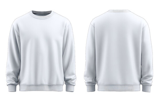 Blank white crewneck sweatshirt mock-up, front and back views