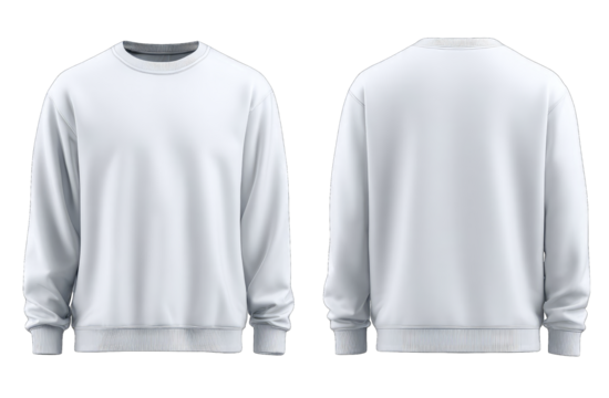 Blank white crewneck sweatshirt mock-up, front and back views