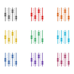 Sound mixer controller icon isolated on white background. Set icons colorful