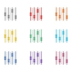 Sound mixer controller icon isolated on white background. Set icons colorful