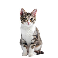 Obraz premium Grey and White Kitten Portrait Against White Background