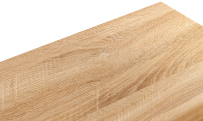 Top view of natural grain wooden table corner PNG transparent.