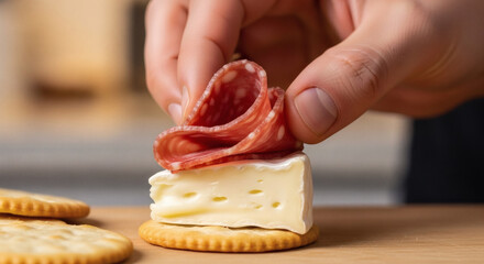 Authentic European Salami & Brie Pairing for National Salami Day – Artisanal Charcuterie Board Close-Up