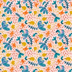 Playful Floral and Butterfly Seamless Pattern