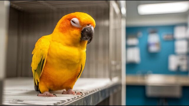 Colorful Parrot in an Indoor Environment Showcasing Vibrant Feathers