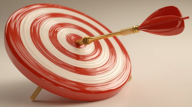 Red and white with a gold arrow representing the concept of revising targets based on real-world insights