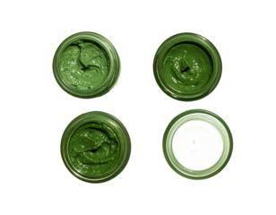 Green Paste in Round Containers: Industrial Parts, Components, and Packaging