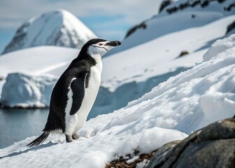 Naklejka premium penguin on the rocks Ai generated