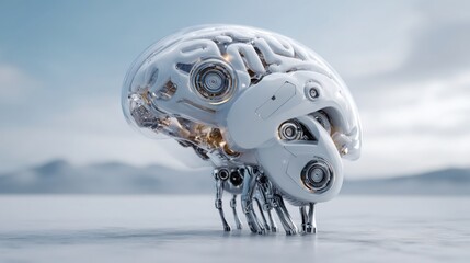 Human head with futuristic design representing continuous learning and self-improving network icon concept
