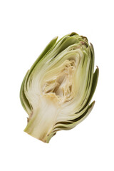 Halved Fresh Artichoke on White Background