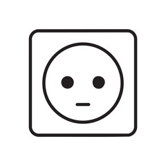 Simple Black and White Electrical Outlet Icon with a Sad Face Design minimalist black white
