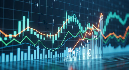 Obraz premium Global Investment Growth Trends Displayed on a Futuristic Dashboard