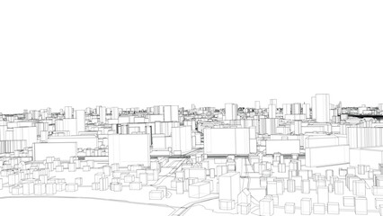 Urban modern landscape. Vector rendering of 3d