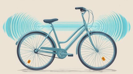 Fototapeta premium Bicycle with sound wave illustration representing technology integration in transportation and repetitive trend analysis