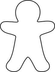 Christmas chubby gingerbread man outline vector.
Holiday cute gingerbread man cookies outline Isolated.
Transparent background. svg.
