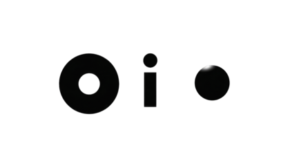 Three dark shapes arranged horizontally; a circle, the letter "i", and a circle, all in a dark background.  A slight highlight on the rightmost circle