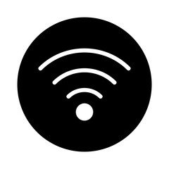 black and white illustration of wi-fi icon