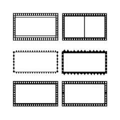 Six black and white film frames, various styles