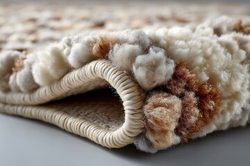 Luxurious wool rug in neutral palette high resolution photo