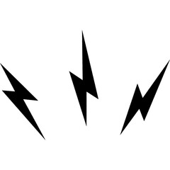 Three Black Lightning Bolt Icons, Electric Energy Burst 