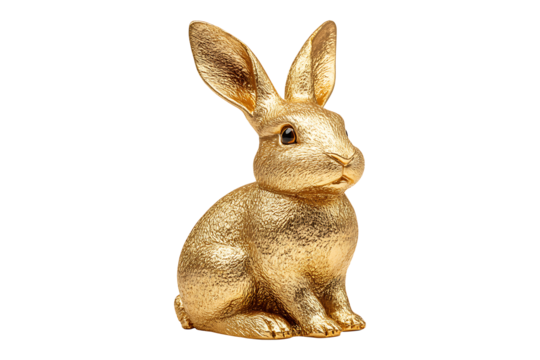 golden rabbit isolated on transparent background