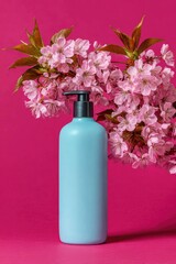 Blue Bottle Still Life with Flowers