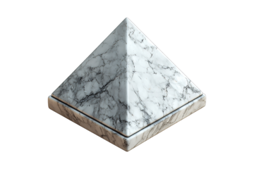 Marble pyramid object isolated on transparent background