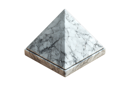 Marble pyramid object isolated on transparent background