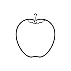 Simple outline drawing of a single apple with a short stem