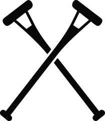 Crossed Crutches silhouette icon set