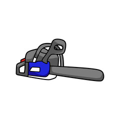 blue chainsaw colored cartoon vector with closed saw blade