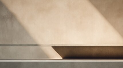 Minimalist concrete wall with smooth texture and neutral tones, showcasing clean architectural details and depth.