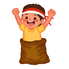 Independence Day Celebration Sack Race – Printable Cartoon Kids Game Graphic